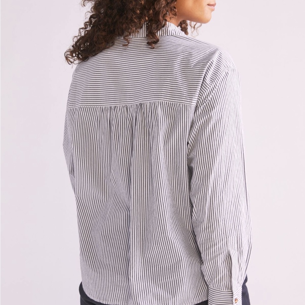 Anthropologie Maeve Striped Floral Sequin Shirt - Size 4 - Picture 7 of 13